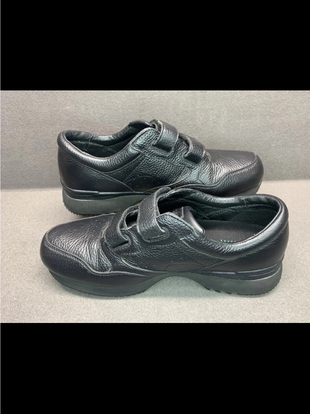 Propet Black Leather Slip-On Comfort Shoes with Hook-and-Loop Strap